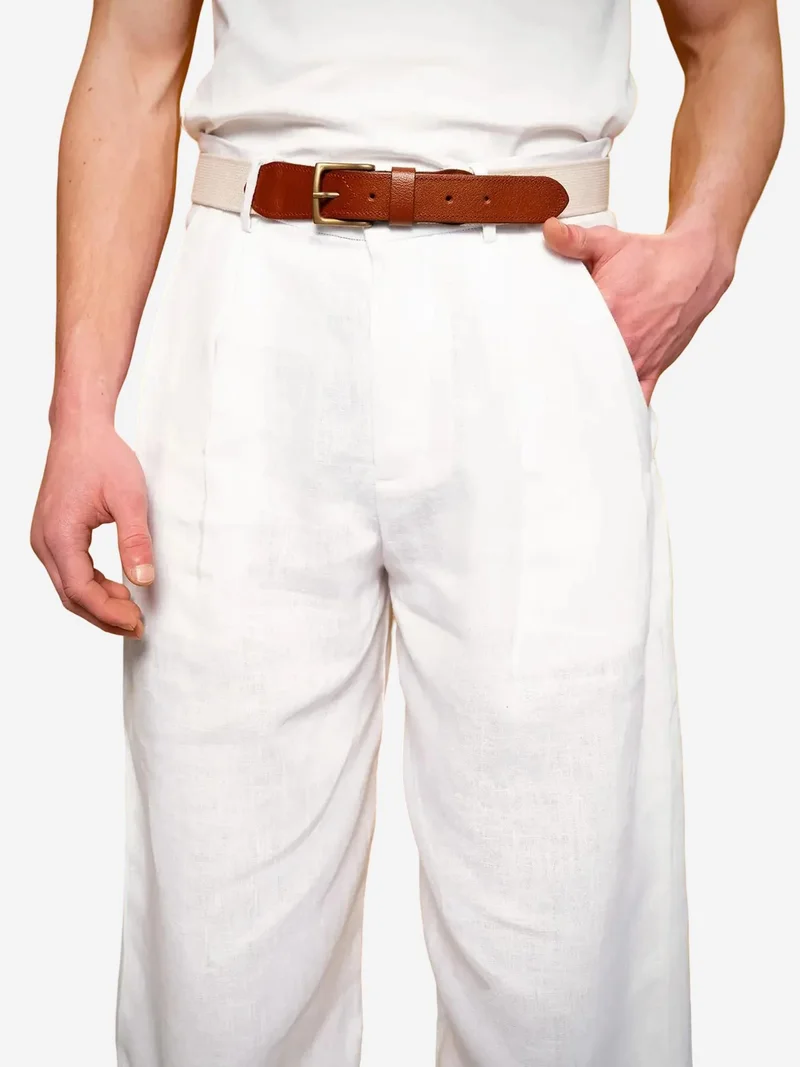 Giesto GIESTO Regular Fit Pleated Linen Pants